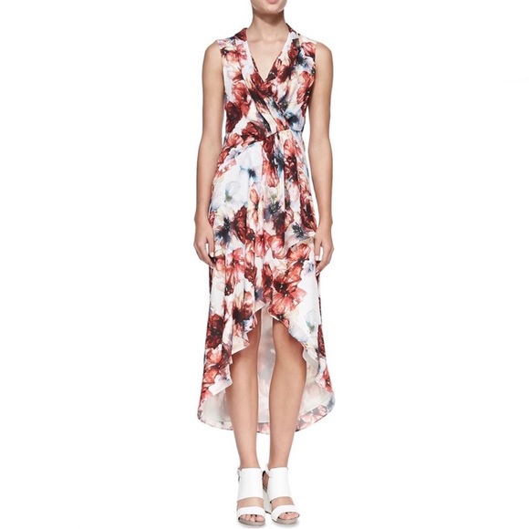 HAUTE HIPPIE FLORAL PRINT HIGH-LOW CHIFFON DRESS - Picture 7 of 7